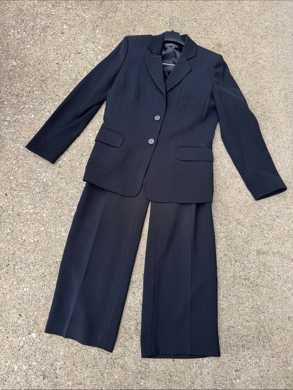 Vintage/Y2K Kasper Black Pant Suit Set Wide Leg Size 6P